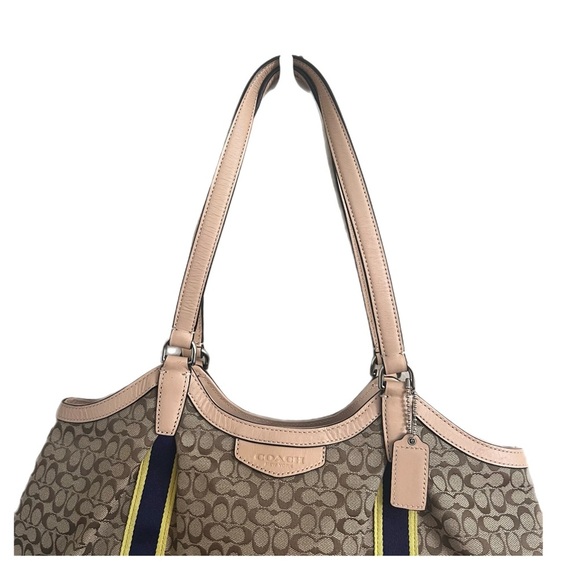 Coach Purse Signature Stripe Devin Shoulder Bag blue vintage D1481-F26131 - Picture 6 of 15